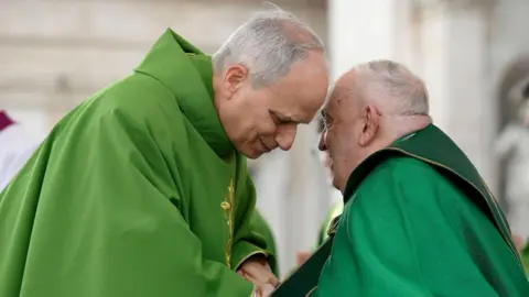 Robert F. Prevost delivers his first speech as Pope Leo XIV at St. Peter's Basilica