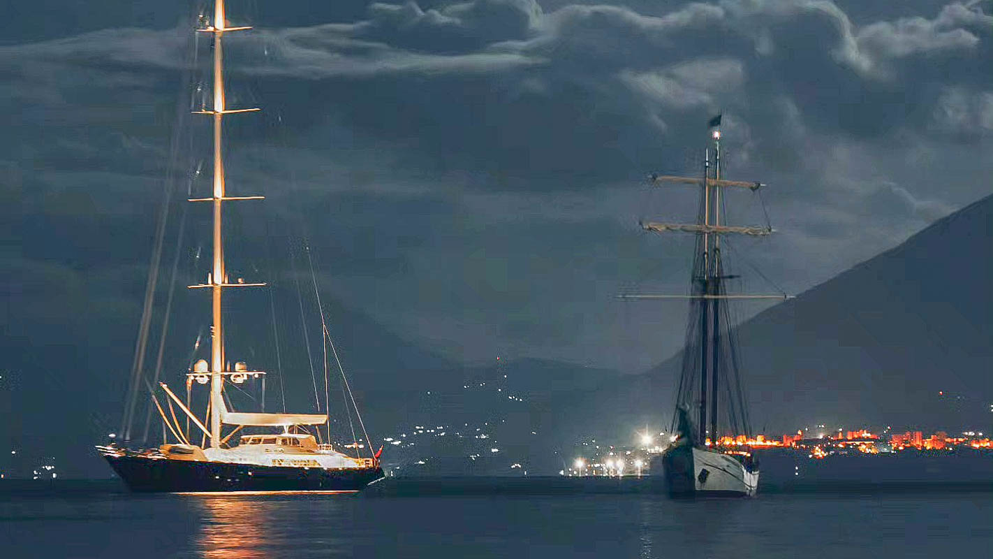 Die Yacht „Bayesian“ vor dem Sturm, aufgenommen kurz vor dem Unglück