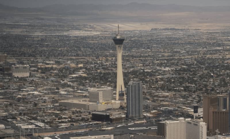 Las Vegas casino at sunset, reflecting new development projects