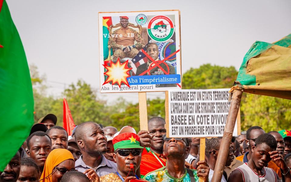Captain Traore addresses supporters in Ouagadougou, Burkina Faso.